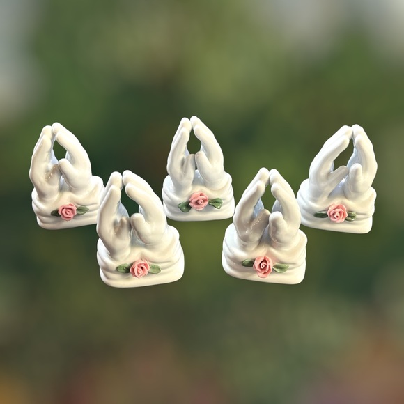 Vintage Lot/5 Praying Hands Ceramic Bundle/5 Centerpiece Craft - Picture 11 of 15